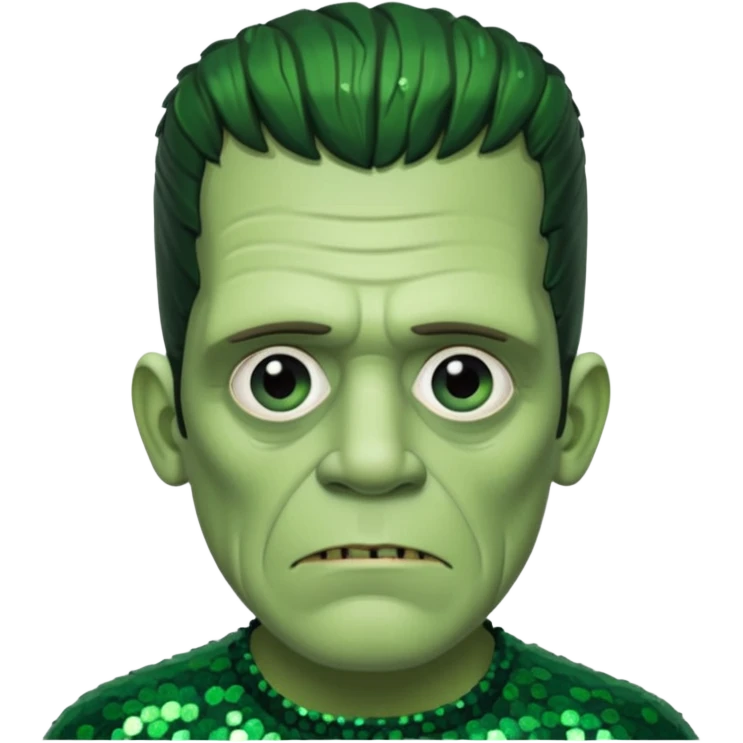 Frankenstein with dark green sequin outfit emoji