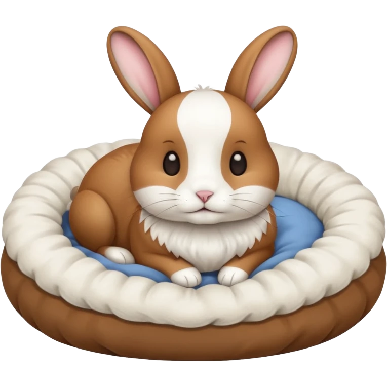 pet bed with rabbit in it brown an white rabbit emoji