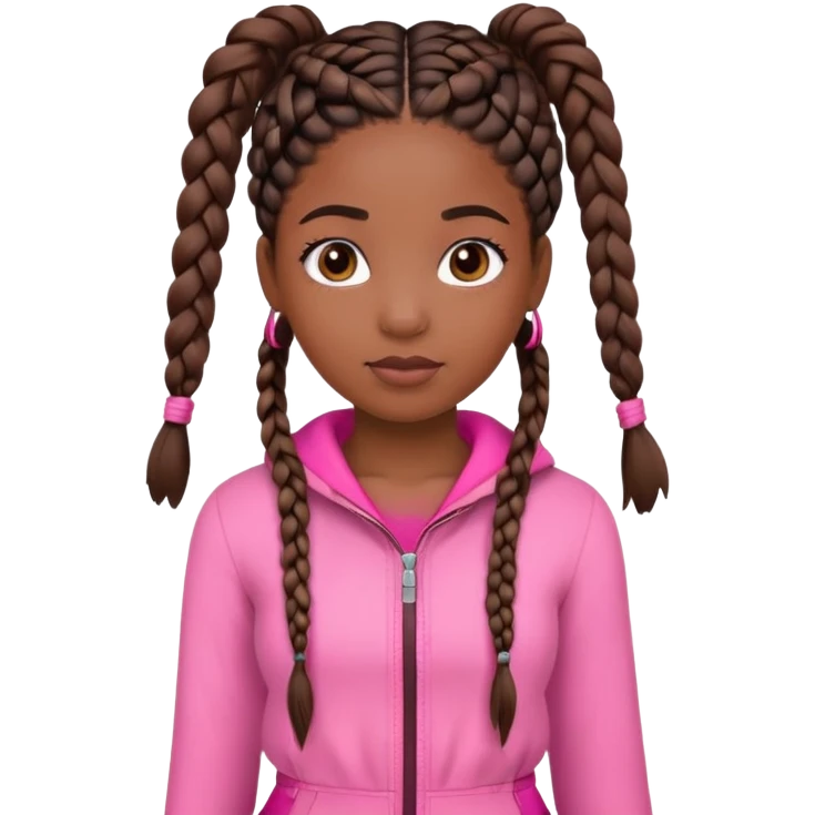 Black girl with braids ￼wearing a pink emoji