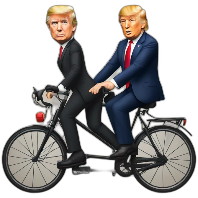 Donald trump et Emanuel Macron sur un vélo emoji