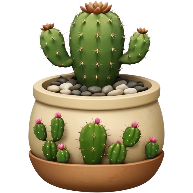 Ceramic pot with cactus and pebble base emoji
