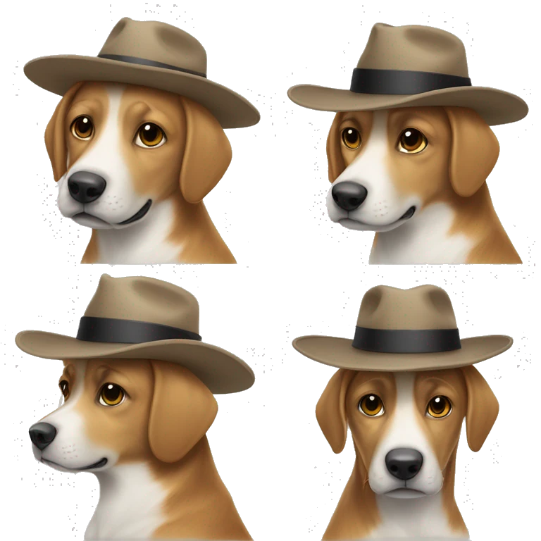 un chien avec un chapeau emoji