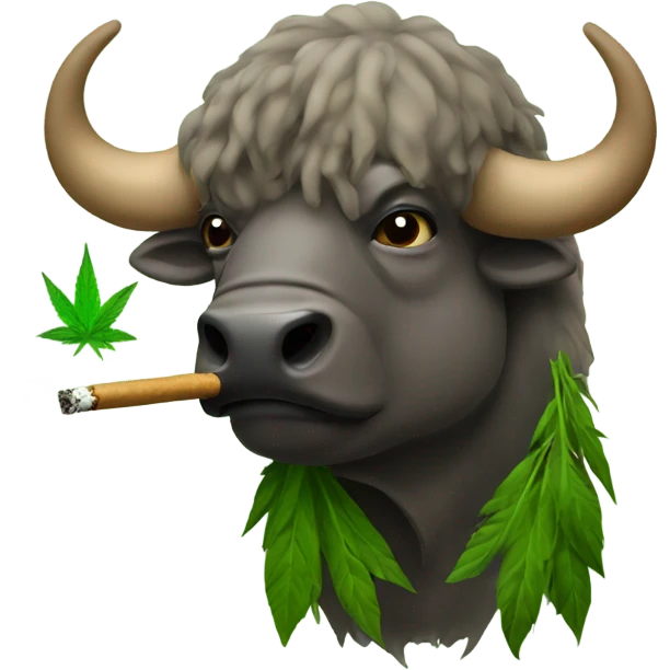 A buffalo smoking weed emoji