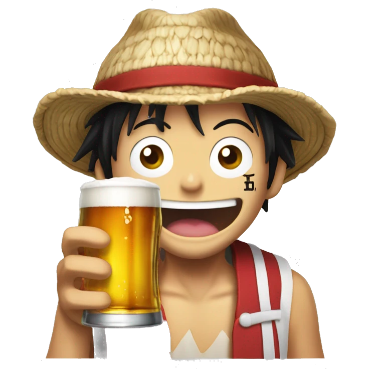 Luffy avec une bière emoji