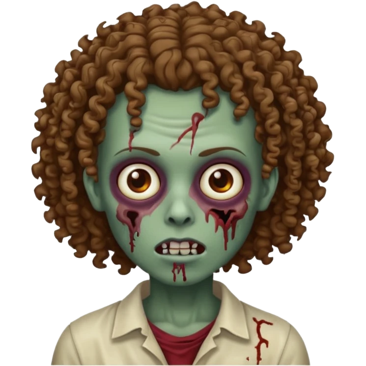 Zombie with lil bit curly medium brown hair emoji