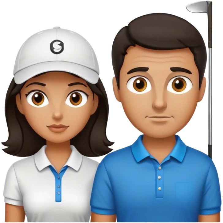 Golfer friends , dark hair, left women right man emoji