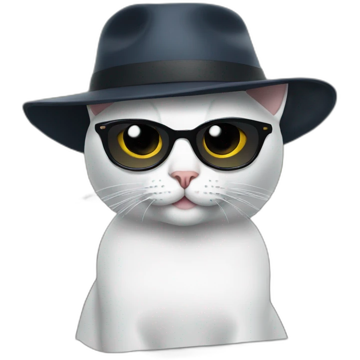  cat in a hat sitting in a car with dark glasses emoji