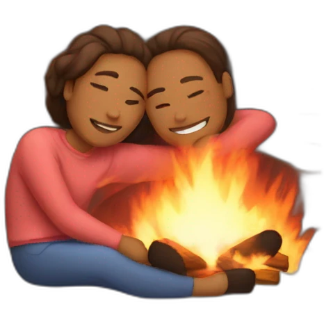Cuddling in front of the fire emoji