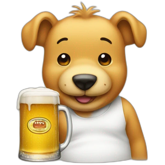 Winnie with beer emoji