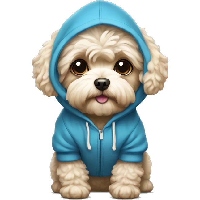 Maltipoo wearing hoodie emoji