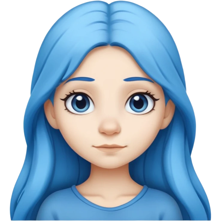 Female Smurf with dark sky blue hair long hair  parted in the middle emoji