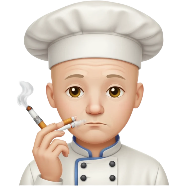 sad bald white chef with cigarette  emoji