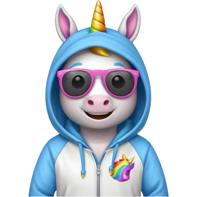 Unicorn with sunglasses and a hoodie emoji