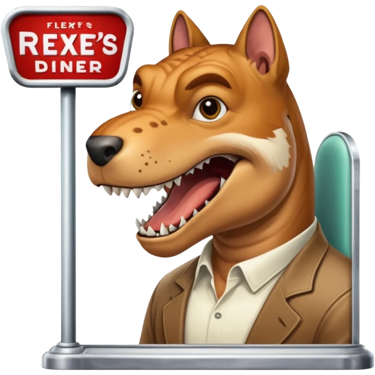 A rex from gta5 flicking on a open and close sign for rexs diner emoji