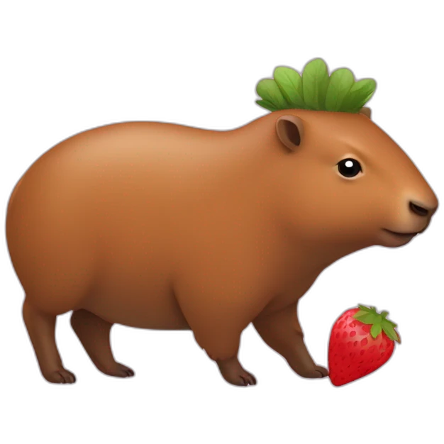 une fraise entrain de se faire manger par un capibara emoji