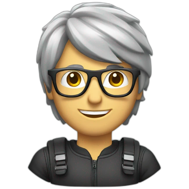 nice guy on a trial bike with helmet and glasses and greyish hair emoji