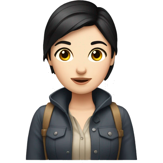 Girl tour guide with fair skin short black hair chubby face emoji