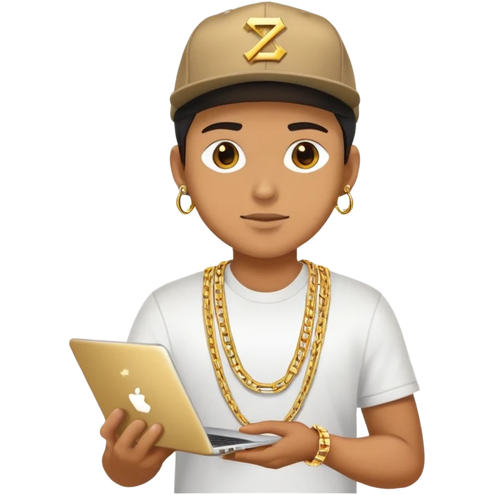 cool coder with snapback, gold chain, and code symbols emoji