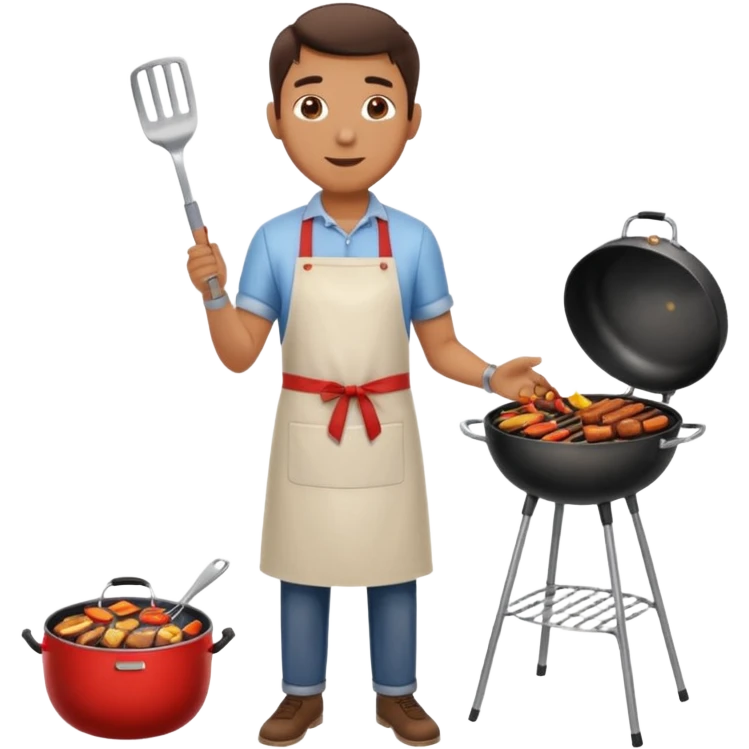 man cooking barbecue full-body emoji