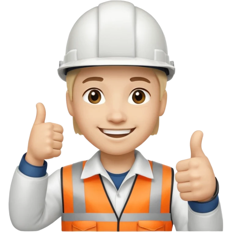 Cara de persona con casco blanco inginierl civil con pulgar arriba emoji
