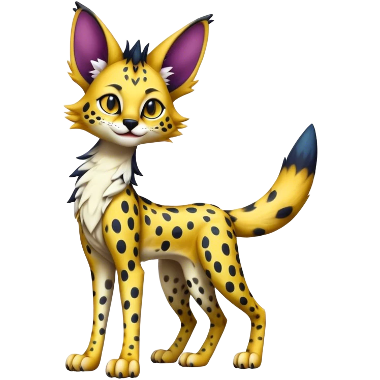 Epic Cute Colorful Dark Sergal-Serval-Vernid full body emoji