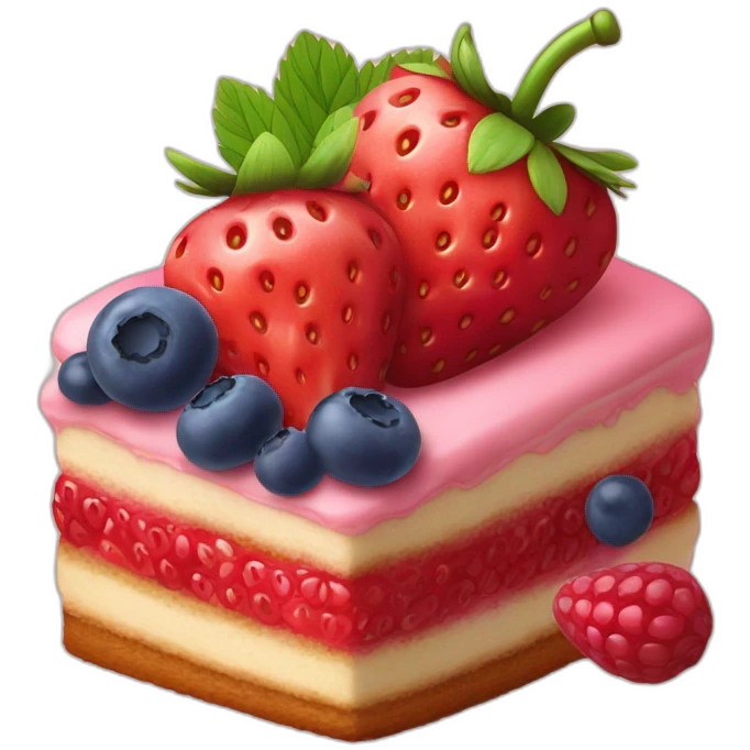 A strawberry , a raspberry and a blueberry in a cake emoji