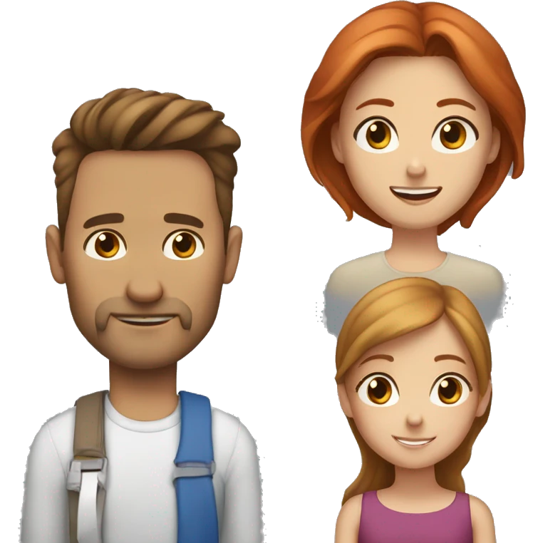 brunet father, red hair mother, brown hair daughter, blond hair son  emoji