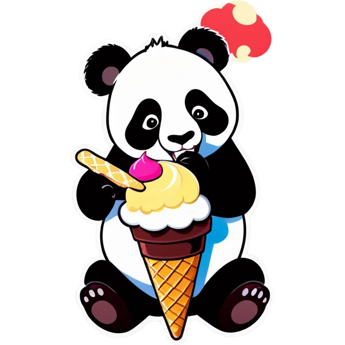 Panda eating ice cream emoji