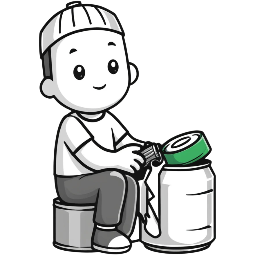 man sitting on a can, can bursting emoji