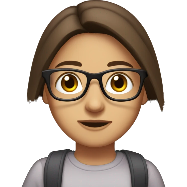 Brunette, medium length straight hair, brown eyes, sometimes I can wear glasses emoji