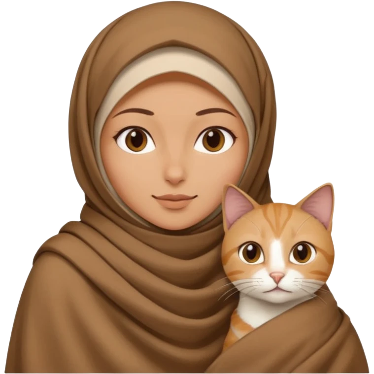 Kediyle hijab bayan yanyana kahve battaniye emoji