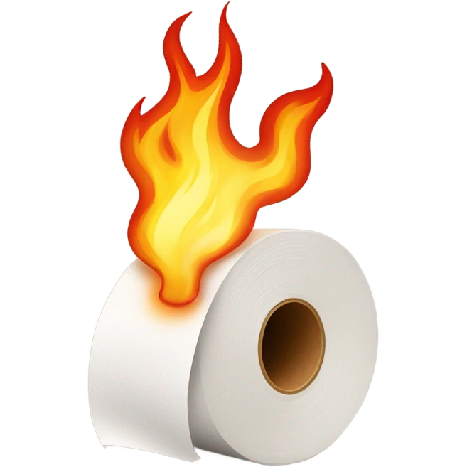 Flaming toilet paper roll emoji