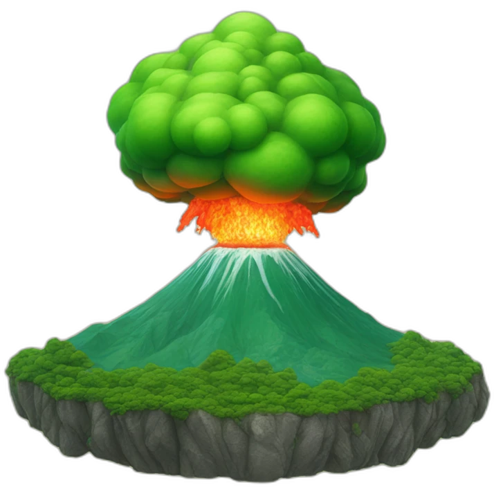 Un géant vert qui porte un volcan en éruption emoji
