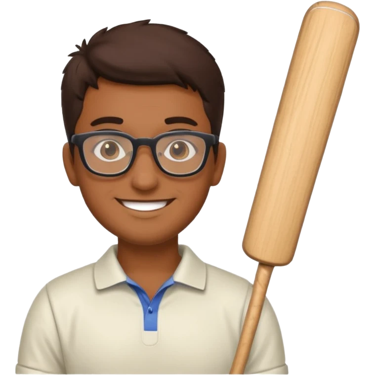 Brown Guy with glasses who likes to play cricket emoji