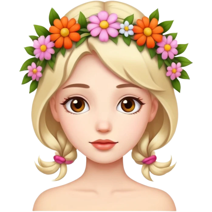 Beautiful girl with flowers on her head emoji