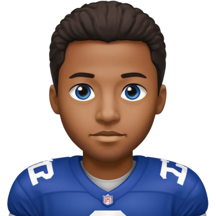 Black man with blue eyes in a NY giants jersey emoji