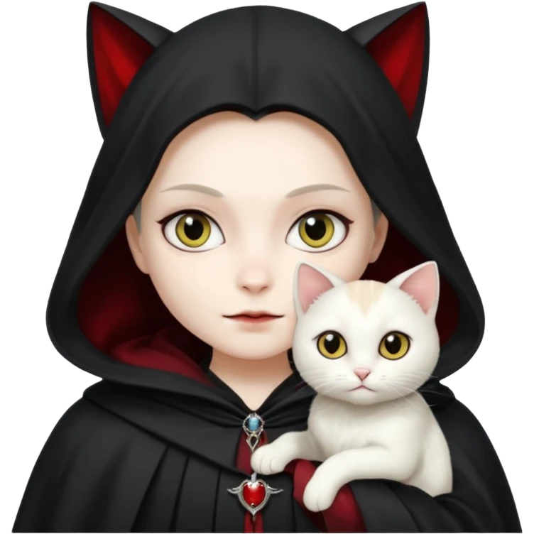 vampire with white cat on shoulder emoji