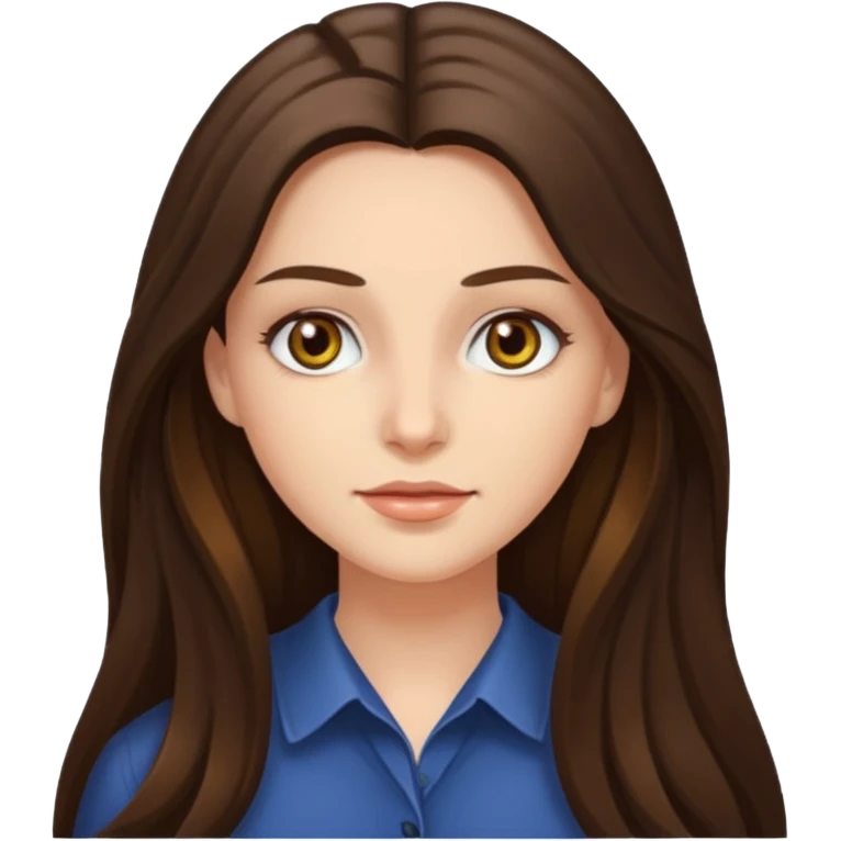 brunette woman with long hair and hazel eyes emoji