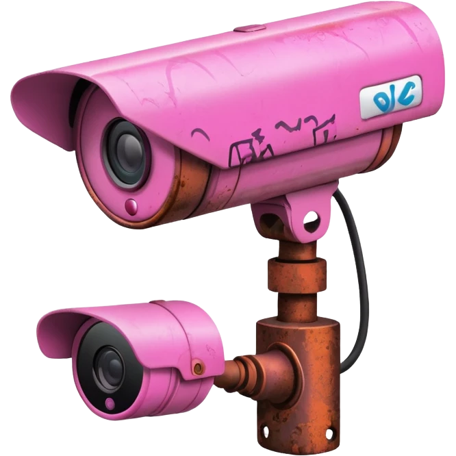 Security Camera pink with graffity emoji