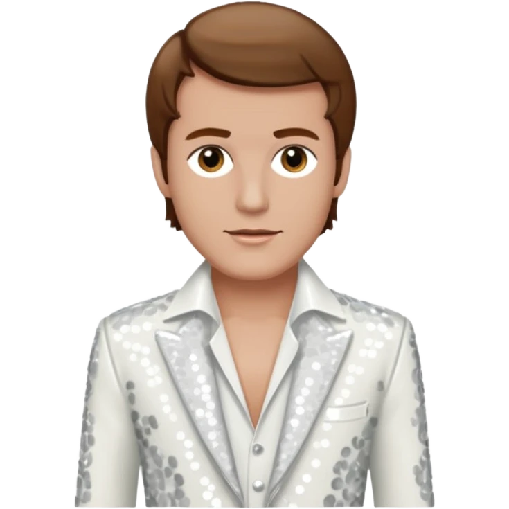 Peter Allen with Brown Hair, White Sequin Outfit emoji