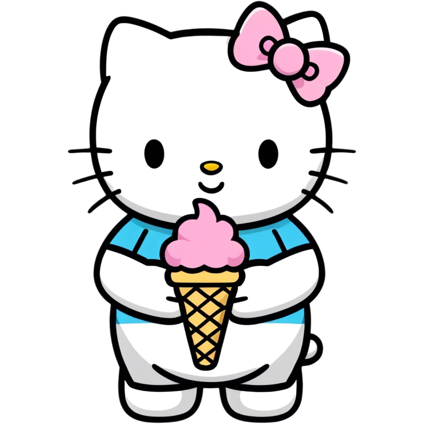 Hello kitty eating ice cream emoji
