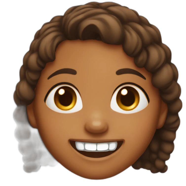 Brown girl smiling with missing teeth emoji