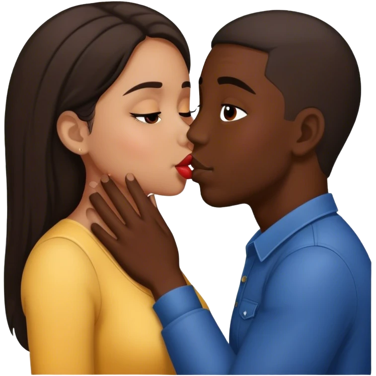 hispanic girl kissing dark skin man emoji