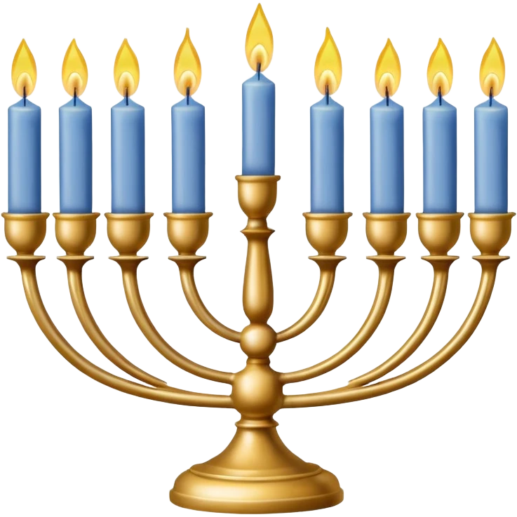 Gold Menorah with four white candles on each side emoji