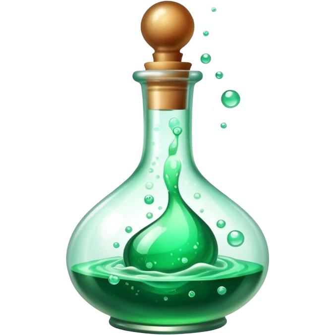magical glowing potion in a glass bottle with bubbles emoji