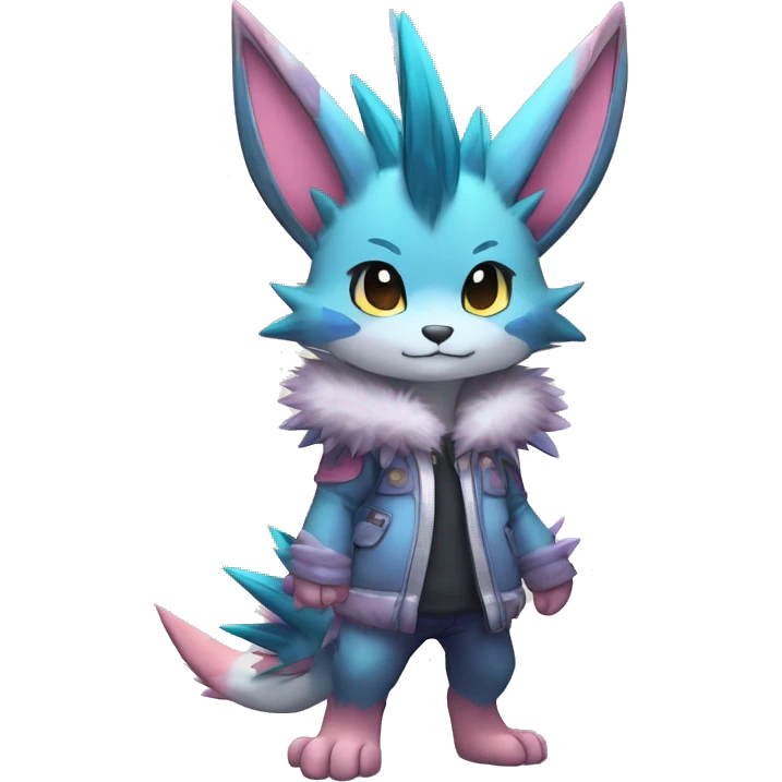 Anthro Scalie Spiky Cool Edgy Magical Shiny Colorful Pastel Sparkle Kemono-style Chibi Fantasy-Animal-Fakémon-Pokémon-Hybrid Fur Sona Aesthetic Full Body emoji