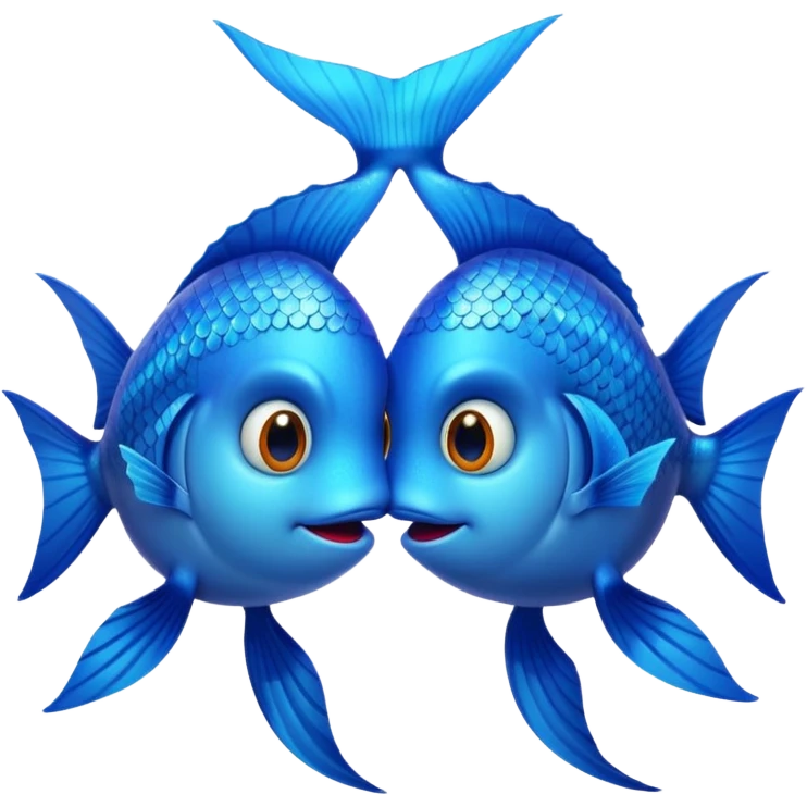 two blue fishes kissing emoji