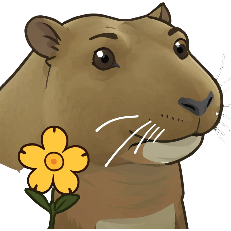 Capybara with a flower emoji
