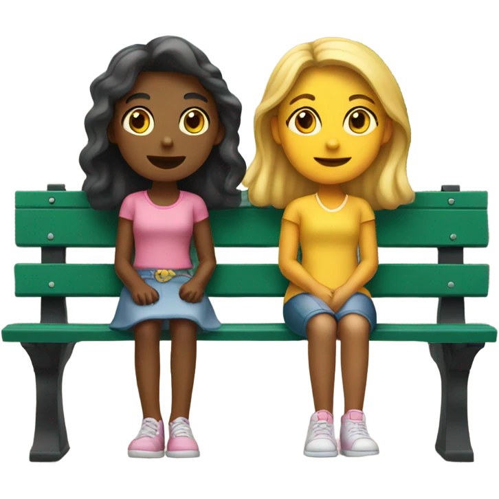 Two girls sitting on a bench  emoji