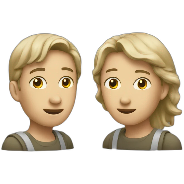 two persons discussing emoji